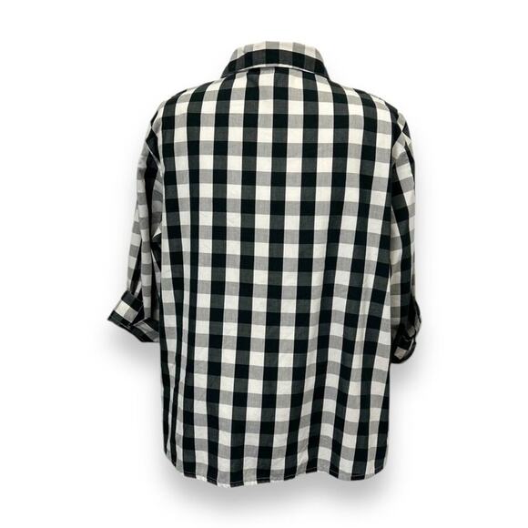 Alia Womens Black & White Plaid Button-Up Lightweight Shirt 20W - Picture 4 of 9